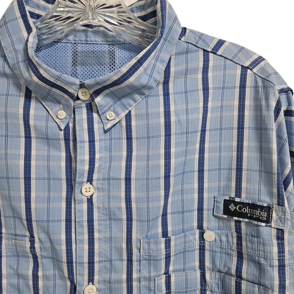 Columbia Other - Columbia UPF 50 Omni Shade PFG Fishing Shirt Men's XXL Blue Plaid Vented LS EUC